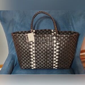 Kate Spade Black and White Checkered Tote NWT